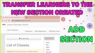 HOW TO ADD SECTION AND TRANSFER LEARNERS