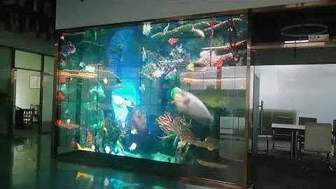 Radiant transparent LED display in the showroom
