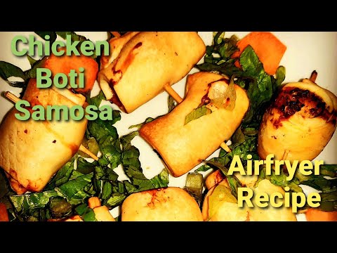 Chicken Boti Samosa Recipe│Chicken Boti Airfryer Recipe│Chicken Boti Samosa Skewer Recipe