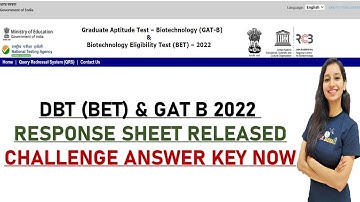 DBT BET & GAT B 2022 RESPONSE SHEET RELEASED I CHALLENGE KEY NOW