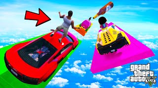 FRANKLIN TRIED IMPOSSIBLE COLORFUL GAP BLOCK BRIDGE PARKOUR RAMP CHALLENGE GTA 5 | SHINCHAN and CHOP screenshot 3