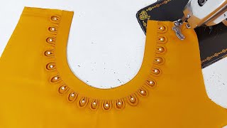 Dori Loops और Pearls क सथ बनए बहद खबसरत Neck डजइन Stylish Neck Design With Dori Loop