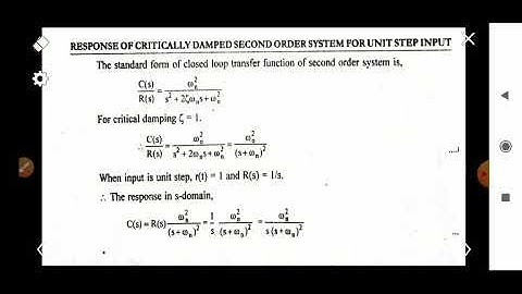 Response of Critically Damped SecondOrder System for UnitStep Input | EE303LCS | Second Module | KTU