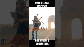 When 3 Female Bagpipers rock from 3 different countries!! #bagpipes #rock #music