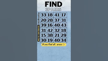 Find 3 pairs (S57) find 3 numbers that come out twice, prevent alzheimer, dementia test,number quiz