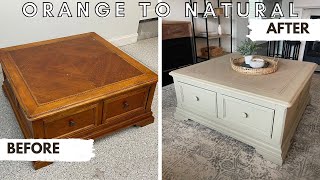 $20 Coffee Table Makeover: From Orange Oak to White Oak!