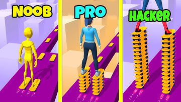 NOOB vs PRO vs HACKER in Skater Stacker | All Skaters Unlocked