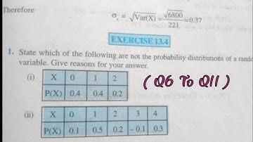 Ncert Math Class 12// Chapter 13,Ex.13.4(Q6 To Q11) Mean Or Expectation Of A Random Variable X.