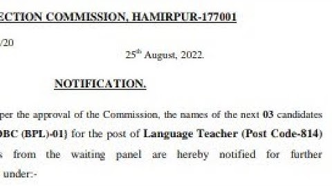 hpssc Language Teacher Post Code 814 waiting result | language teacher waiting result 2022 | hpssc |