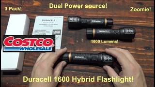 Duracell 1600 Hybrid Flashlight (Pack Kit) from Costco! (1600 Lumens, Zoomie, Dual Powered!)