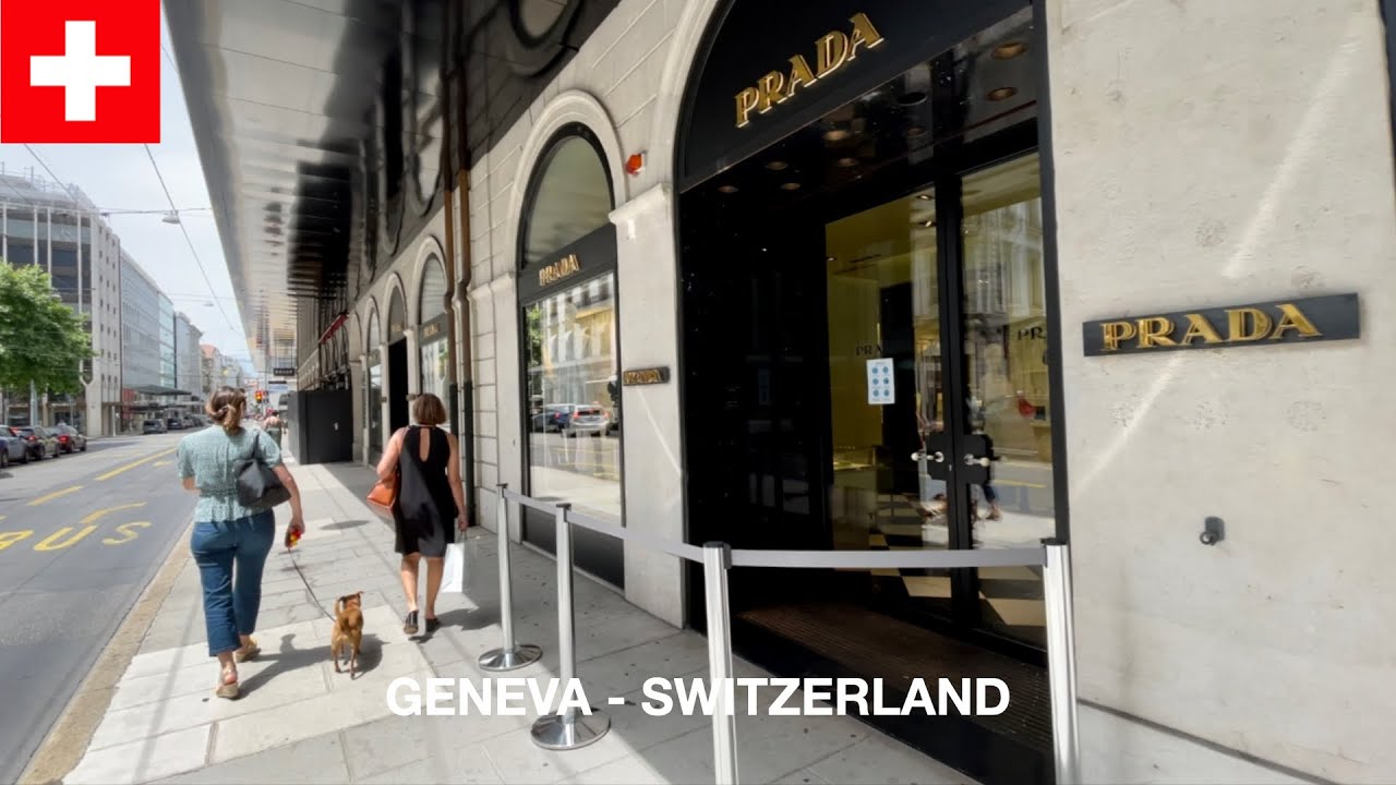 Geneva Rue du Rhône Luxury Shopping Street in Switzerland, Summer [4K HDR]