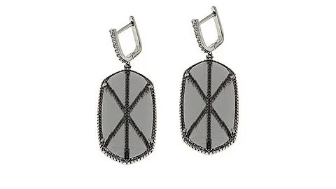 Natalie Mills "Vlada" Silvertone XDesign Drop Earr...