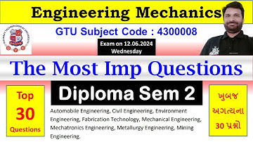 The Most Imp Que | Engineering Mechanics | GTU Diploma Sem 2