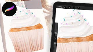 Cupcake watercolor illustration in Procreate // How to paint whipped cream in procreate screenshot 5