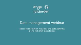 Data management webinar: Data documentation, metadata and data archiving Profile