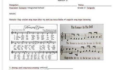 MAPEH 5 TABLE OF SPECIFICATION AND TEST QUESTIONS