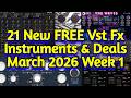 21 Best New FREE Effect Plugins, Vst Instruments, Samples & Plugin Deals - MARCH 2026 Week 1