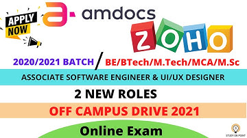 AMDOCS | ZOHO are hiring B.E/B.Tech/M.Tech/MCA Graduates| 2020/2021| Off-Campus Jobs| SOP Academy