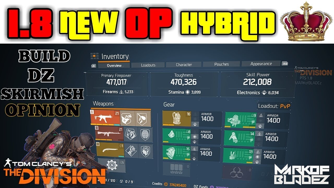 The Division 1.8 pts NEW OP HYBRID TACTICIAN BUILD SKIRMISH/DZ OPINION
