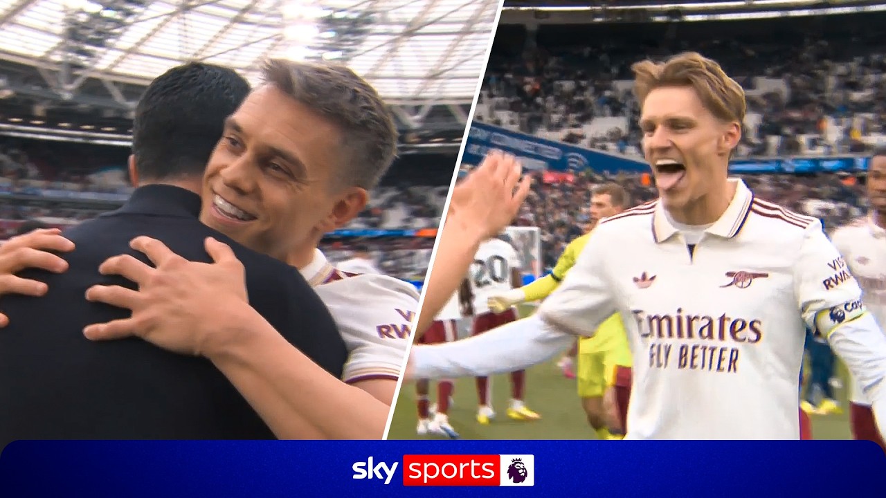 Full-time SCENES as Arsenal beat West Ham in a dramatic game at both ends of the table! 🔥