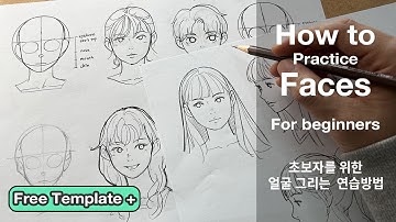 How to draw face for beginners (free template) Easy way to practice :)