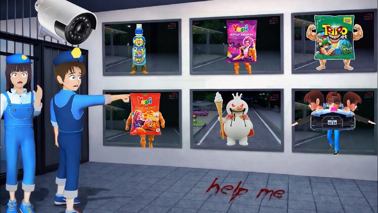 Yuta Mio Panik Buat Banyak CCTV Merekam Anomali Boneka Mixue, Yupi,Pororo di Sakura School Simulator