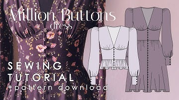 Buttoned Dress And Blouse Sewing Tutorial |Million Buttons| + Pattern Download