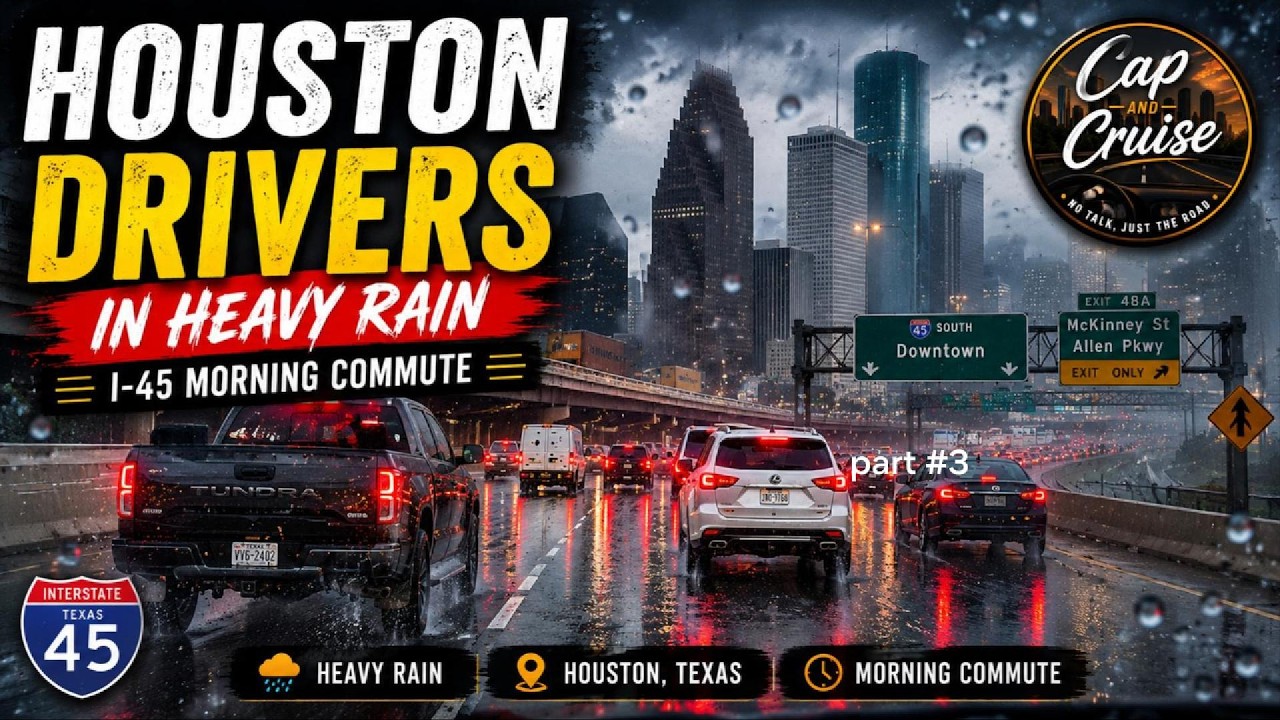 Houston Drivers in Heavy Rain | I-45 Morning Commute - YouTube
