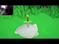 My sis finds out what a rage game is. (The one who pulls out the sword will be crowned king)