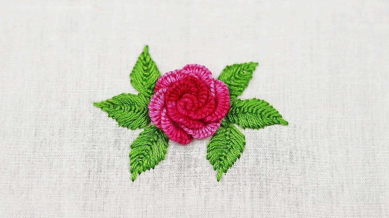 Hand Embroidery- Cast on Stitch Rose Embroidery Design