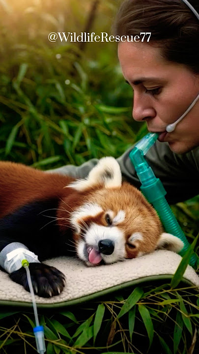 💨 This red panda needed oxygen to stay alive… You won’t believe what saved it #rescue  #miracle
