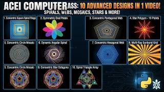 #aceicomputer 10 Advanced Python Turtle Graphics Designs in One Video