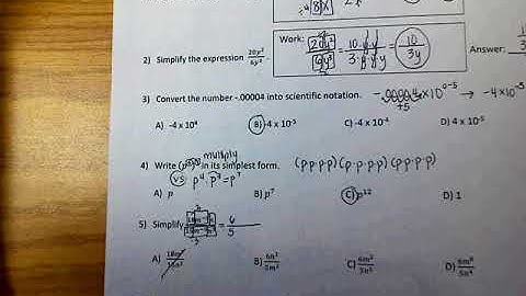 CA 4 Study Guide (Unit 3: Exponents and Scientific Notation) #1-11