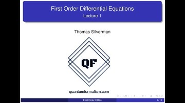 Prerequisite Lecture 1: First Order Differential Equations