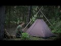 6 Days Solo Bushcraft - Part 1 / Fire in the Canvas Lavvu Tent, Wild Camping Adventure, Root cordage