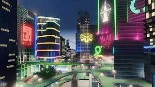 Center Plaza and Night Lights - Cities: Skylines - Asturis 7