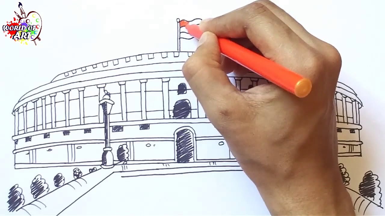 How to draw Parliament House of India in MS Paint  Learn By Art  YouTube   Houses of parliament Parliament of india Independence day drawing