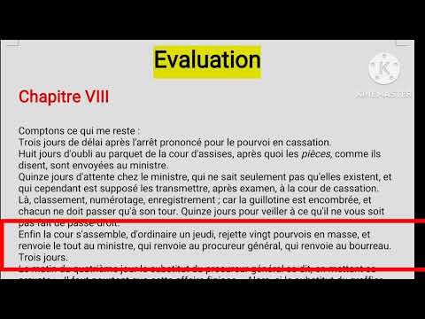 1bac le dernier jour d' un condamné évaluation N°2》تصحيح نموذج الفرض التاني chapitre 8