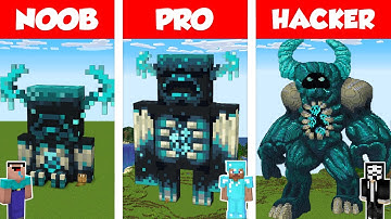 Minecraft REAL LIFE WARDEN STATUE HOUSE BUILD NOOB vs PRO vs HACKER in Minecraft / Animation