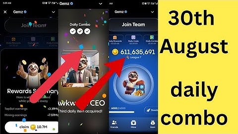 August 30th GEMZ Daily Combo & Cipher Solution | 30th August Today  (5000000 Coins