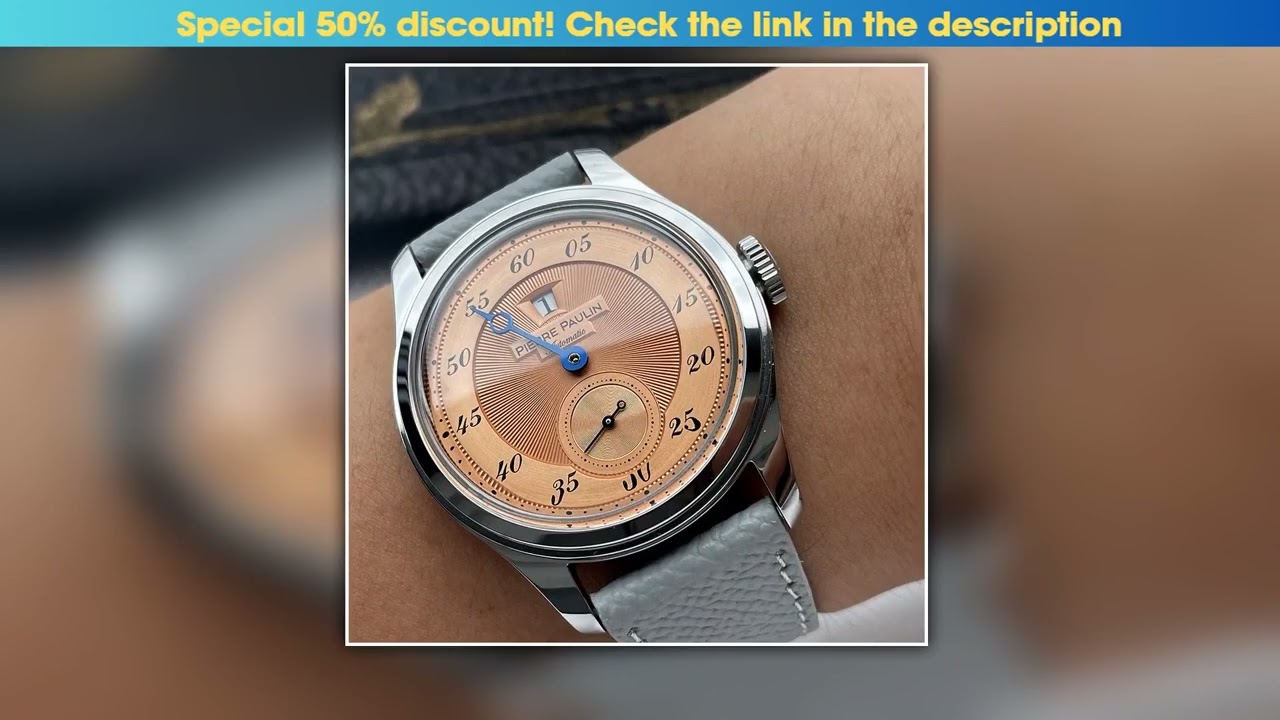 Spot goods NEW Pierre Paulin Jumping Hour Men Watch Salmon Dial Automatic St17 Mechanical Watch