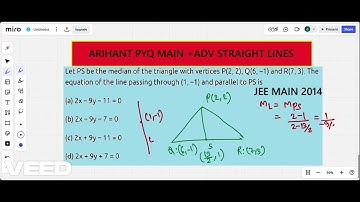 60.JEE MAIN STRAIGHT LINE ARIHANT Let PS be the median of the triangle with vertices P(2, 2), Q(6, –