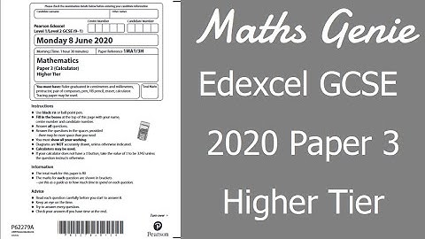 Edexcel GCSE Maths 2020 Higher Exam Paper 3 Walkthrough