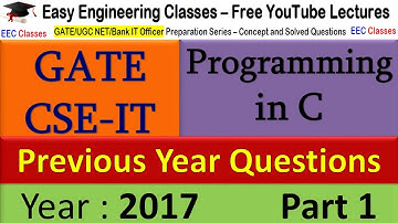 C/C++ Programming for GATE Exam - Questions on Pointer to Integer and Character Array