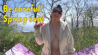 Spring sun and tan. nudism. Mila naturist.