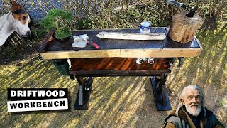 Workbench made of driftwood material. No experience or skills needed