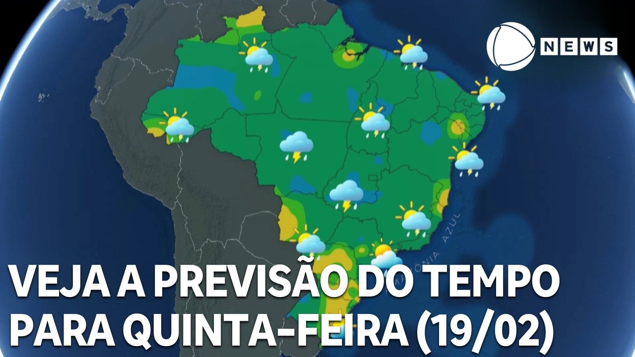Veja a previsão do tempo para todo o país nesta quinta (19/02)