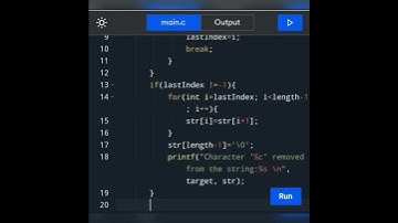 How to write a c Program to remove the last occurrence of a character from a string.