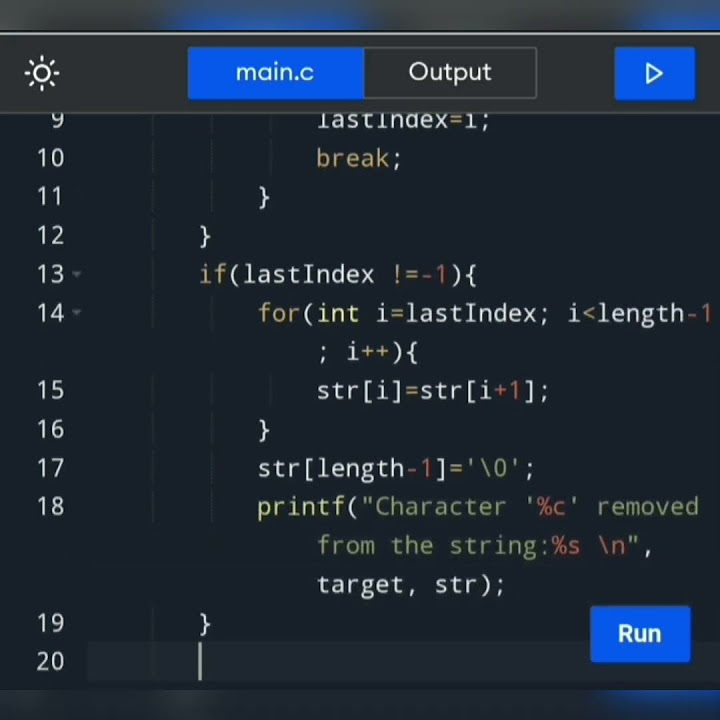 How to write a c Program to remove the last occurrence of a character ...