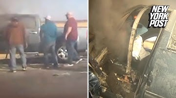 Driver rescued from burning truck right before it goes up in smoke | New York Post